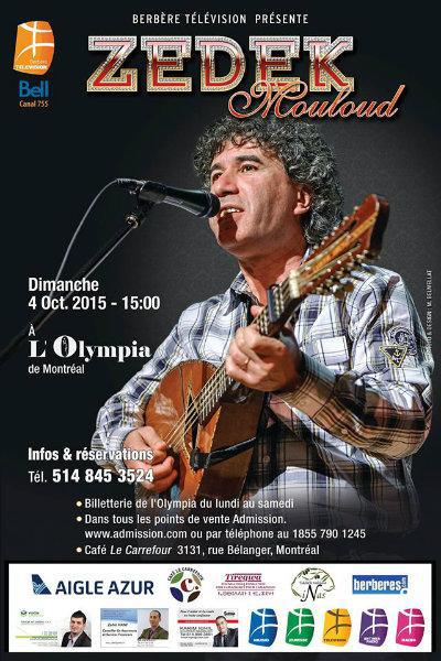 Zedek Mouloud à l'Olympia de Montréal le dimanche 04 octobre 2015