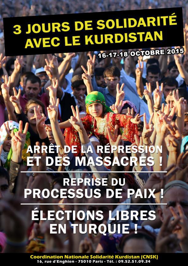 Le MAK, solidaire de la cause kurde, se joint à l’appel « 3 jours de solidarité avec le Kurdistan » : Manifestation à Paris, le dimanche 18 octobre
