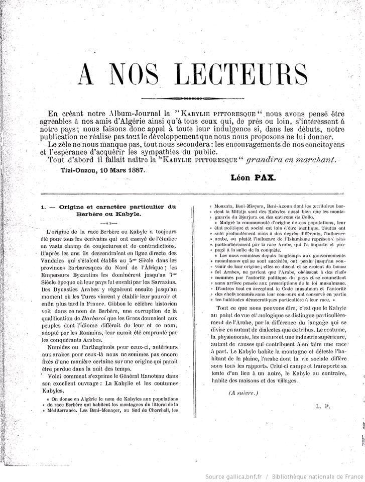 " La Kabylie pittoresque " N°2 _ 10 Mars 1887