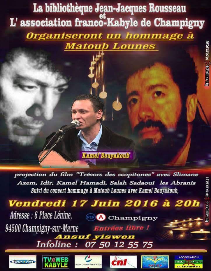 Soirée hommage à Lounes Matoub à Champigny le 17 Juin