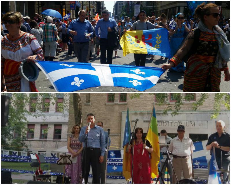 Mario Beaulieu avec Lyazid Abid lors du défilé de la Saint-Jean Baptiste vendredi 24 juin 2016 à Montréal (PH/DR)