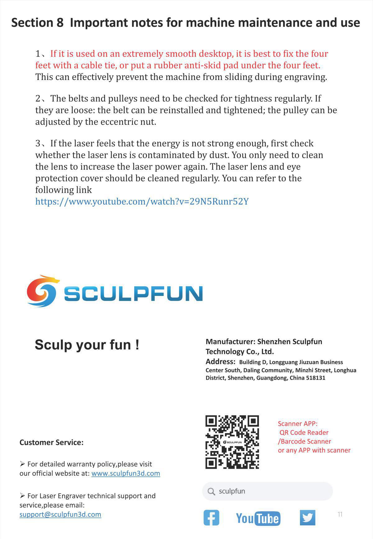 Sculpfun S6/S9 Series Laser Engraver Machine User Manuals