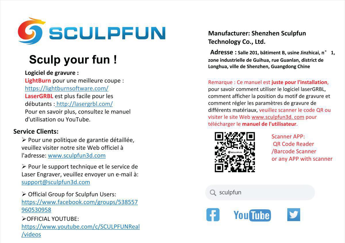 SCULPFUN S10 Laser Engraver Assembly Instructions
