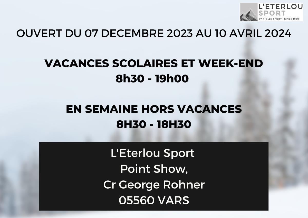 Horaires d'ouverture 2024 / 2025