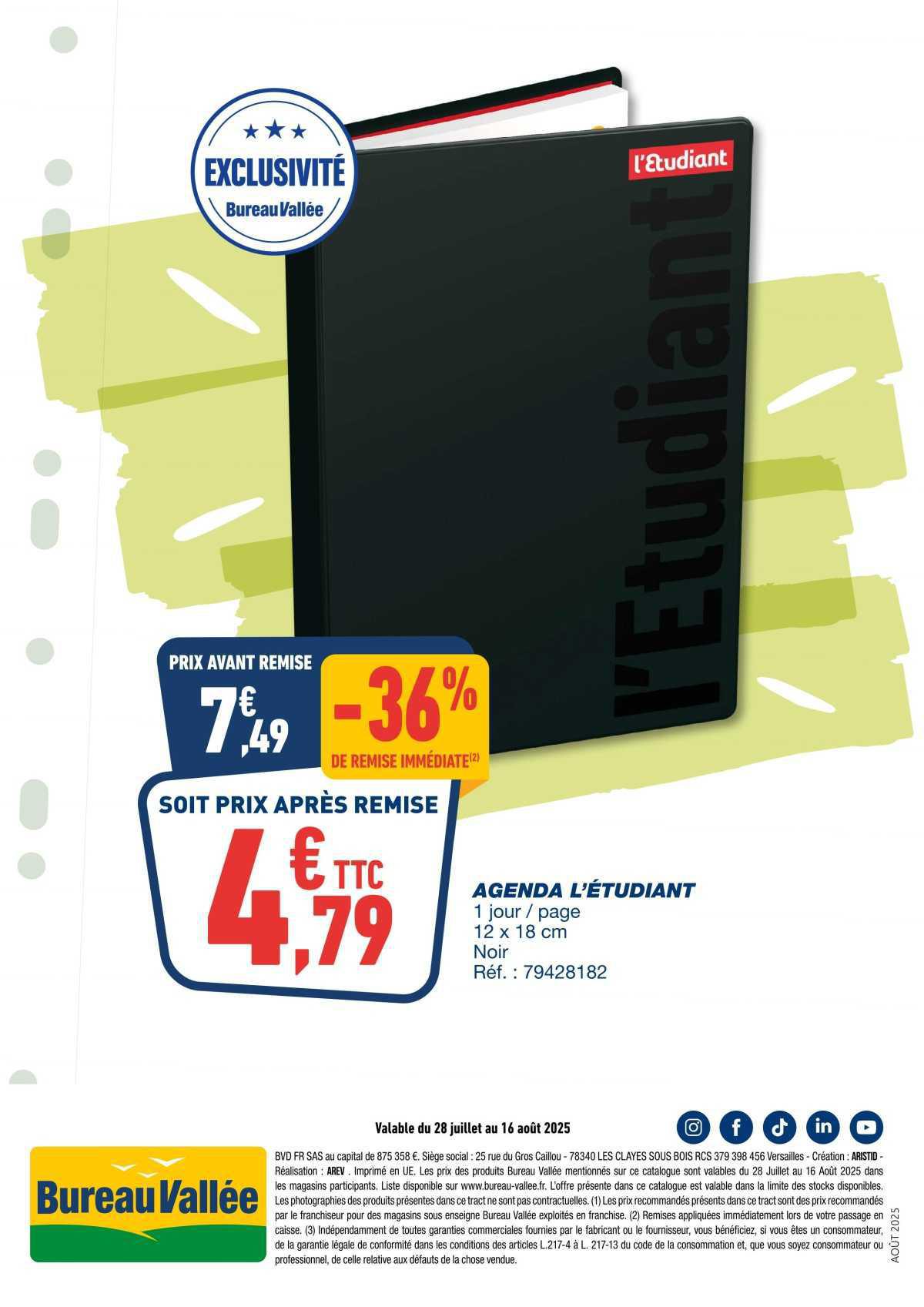 Bureau Vallée : Dépliant Rentrée jusqu'à -60%