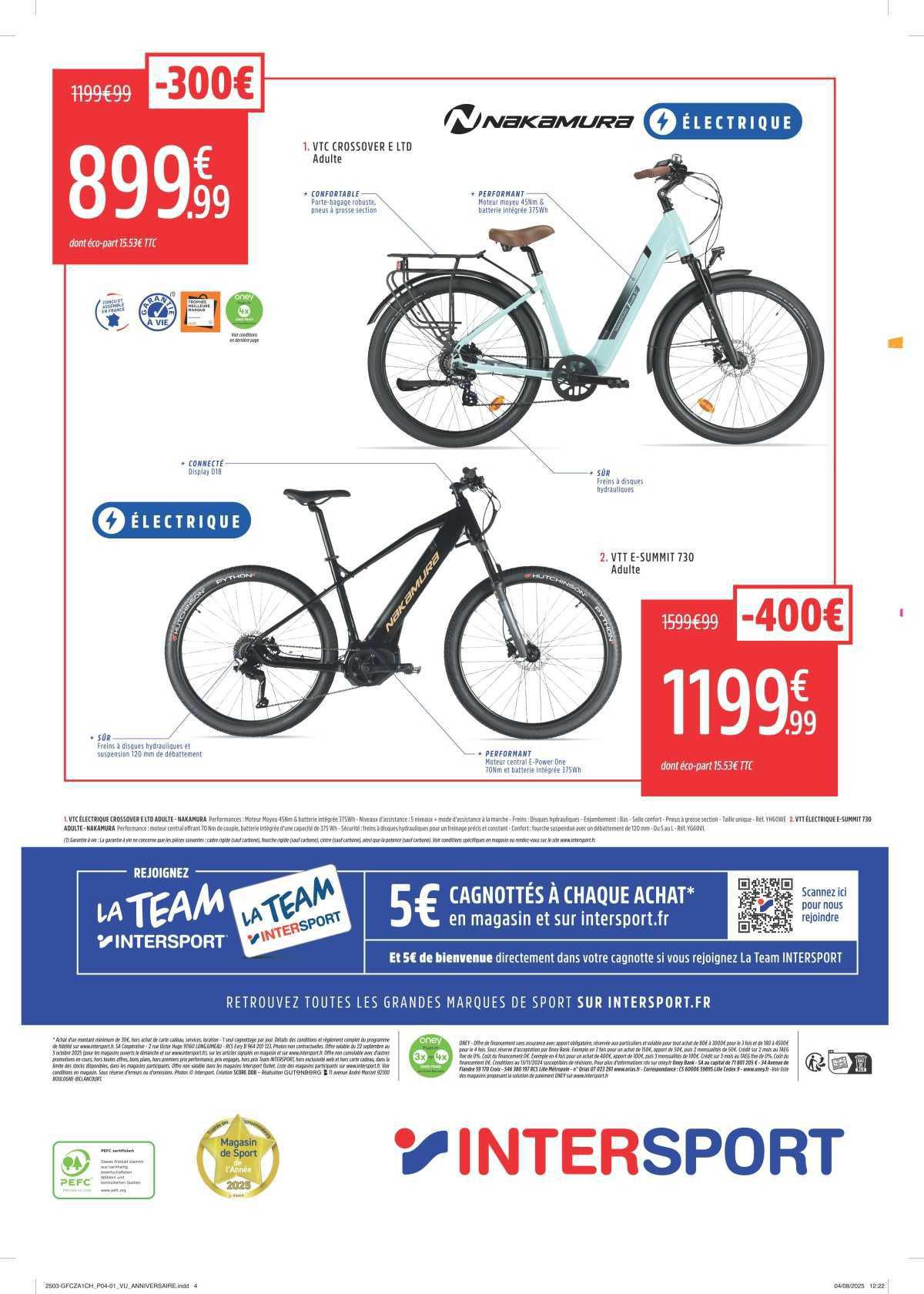 INTERSPORT : Dépliant ' L'ANNIVERSAIRE 100% GAGNANT'