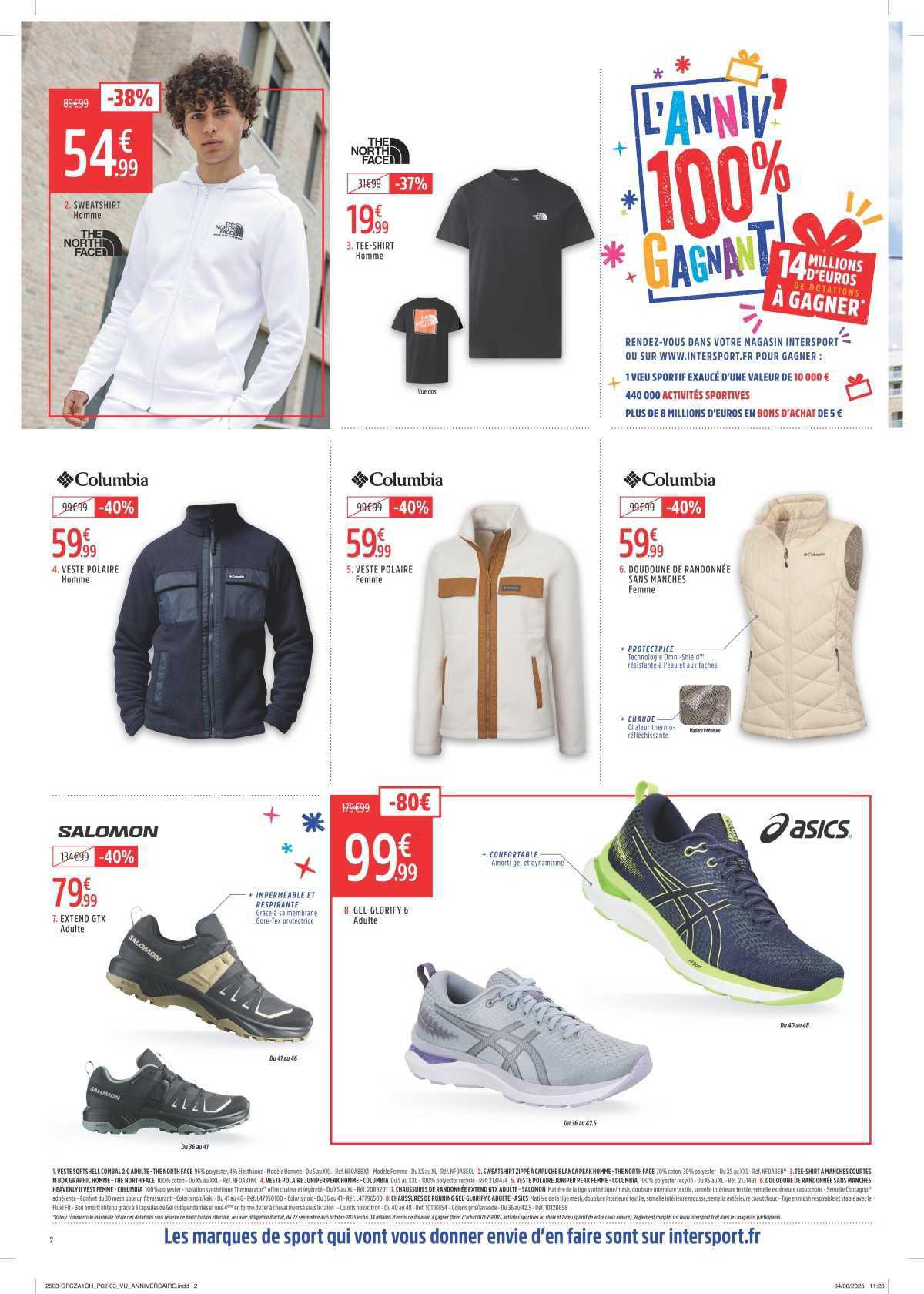 INTERSPORT : Dépliant ' L'ANNIVERSAIRE 100% GAGNANT'