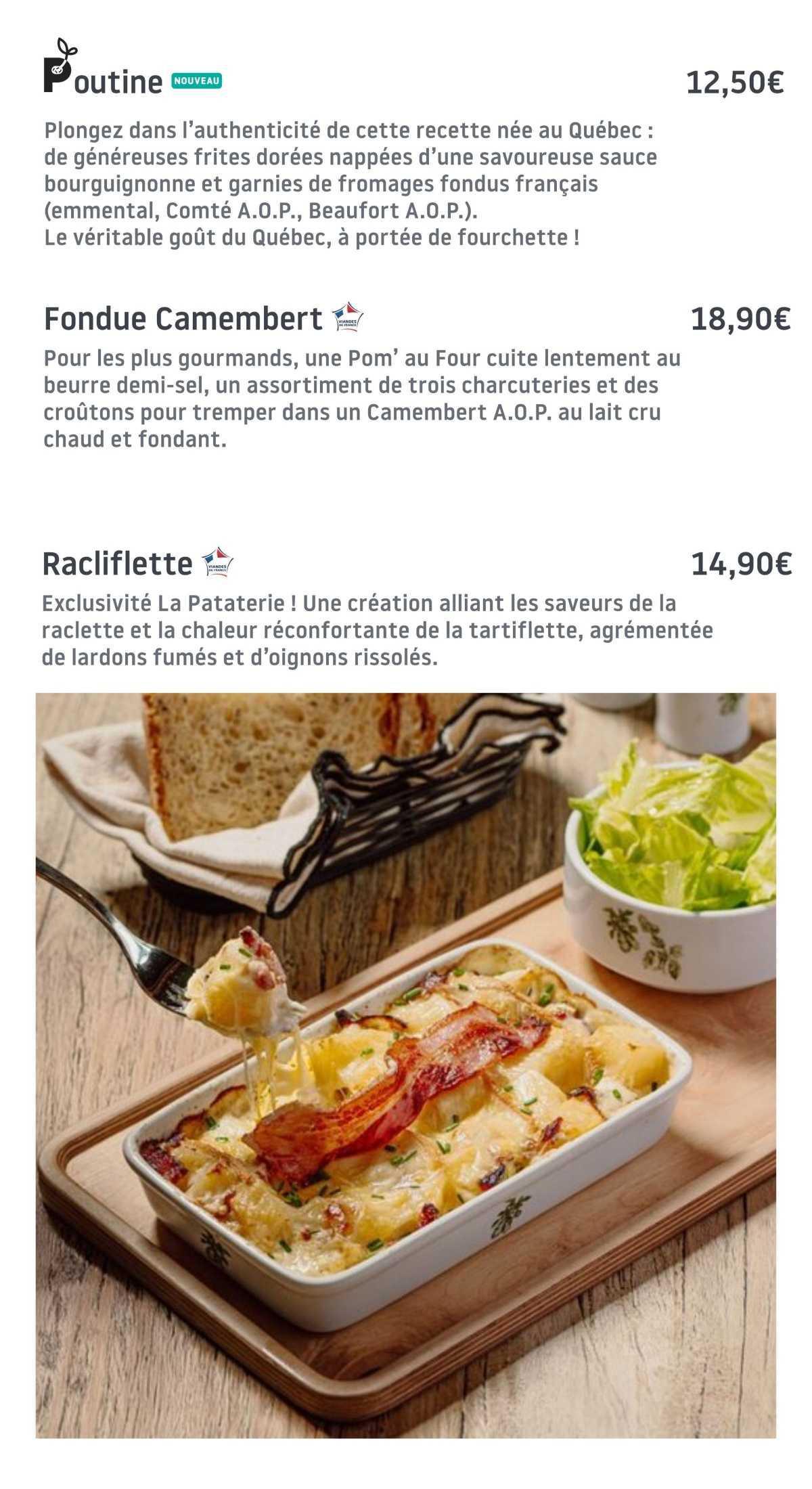 La Pataterie : Carte d'hiver 2025