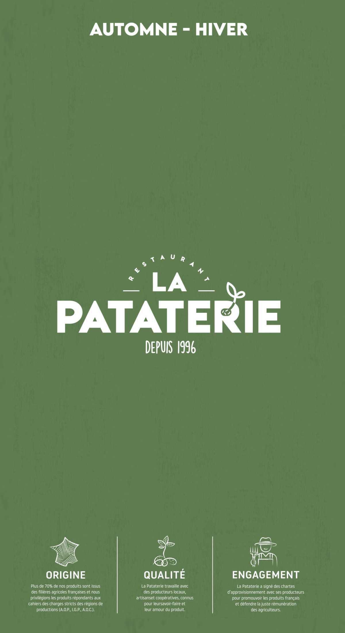 La Pataterie : Carte d'hiver 2025