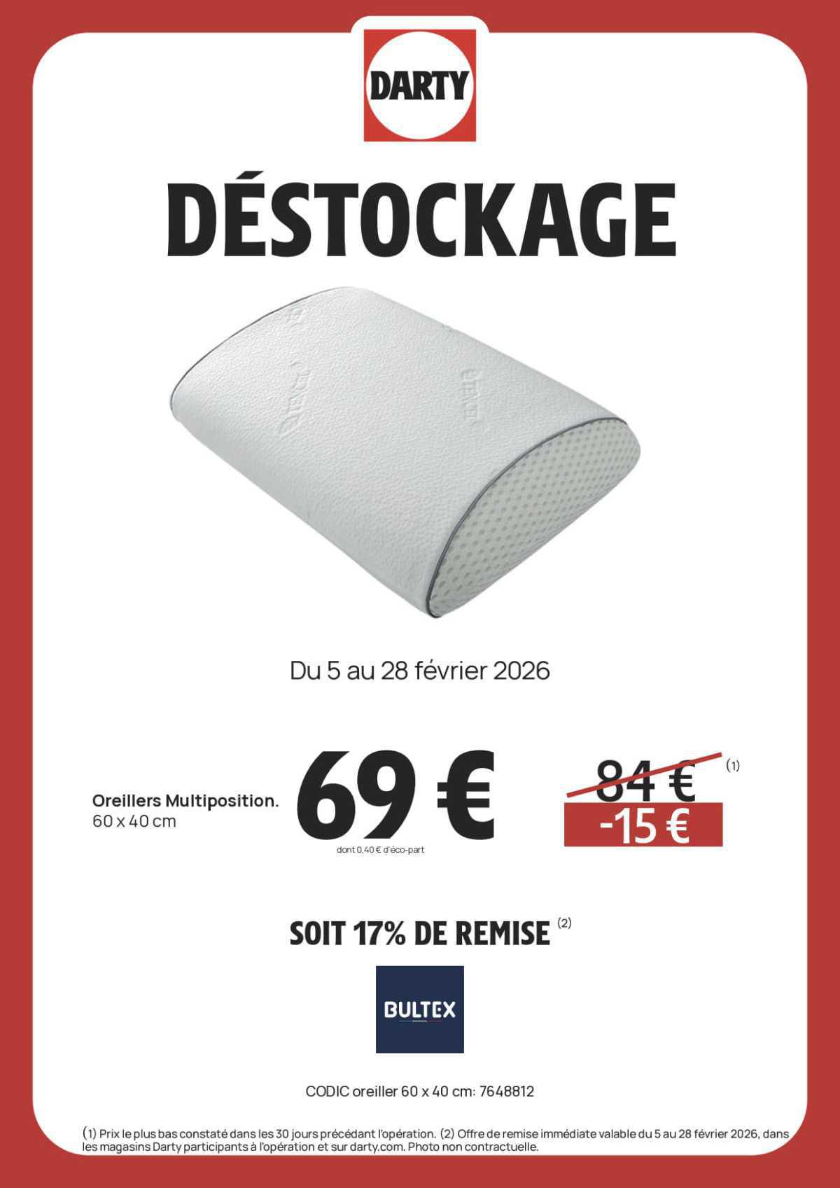 DARTY : DESTOCKAGE Literie Février 2026 Jusqu'au 28 février 2026