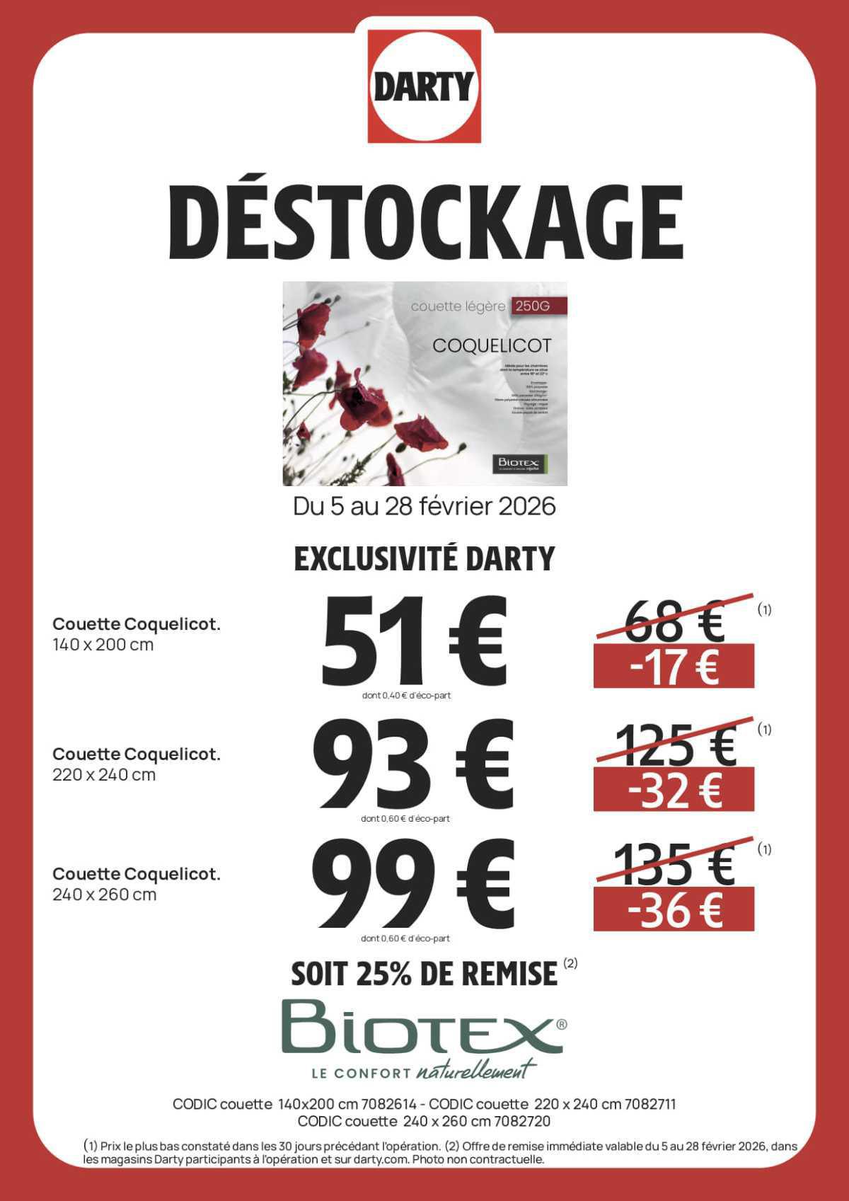 DARTY : DESTOCKAGE Literie Février 2026 Jusqu'au 28 février 2026