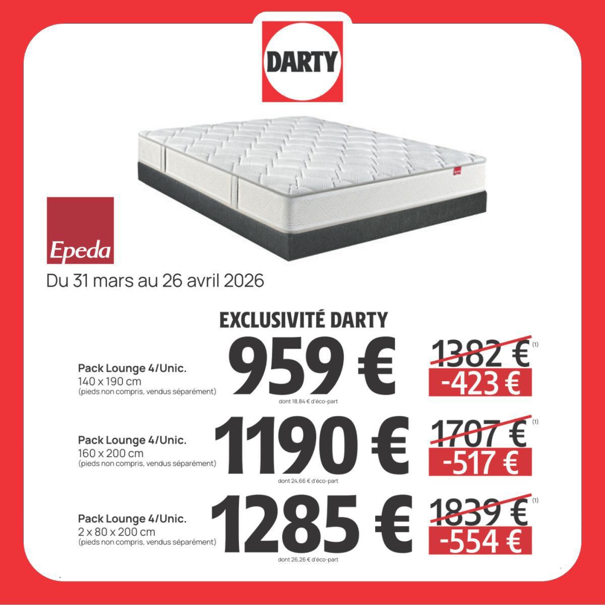 DARTY : Arrivage Literie jusqu"au 26 avril