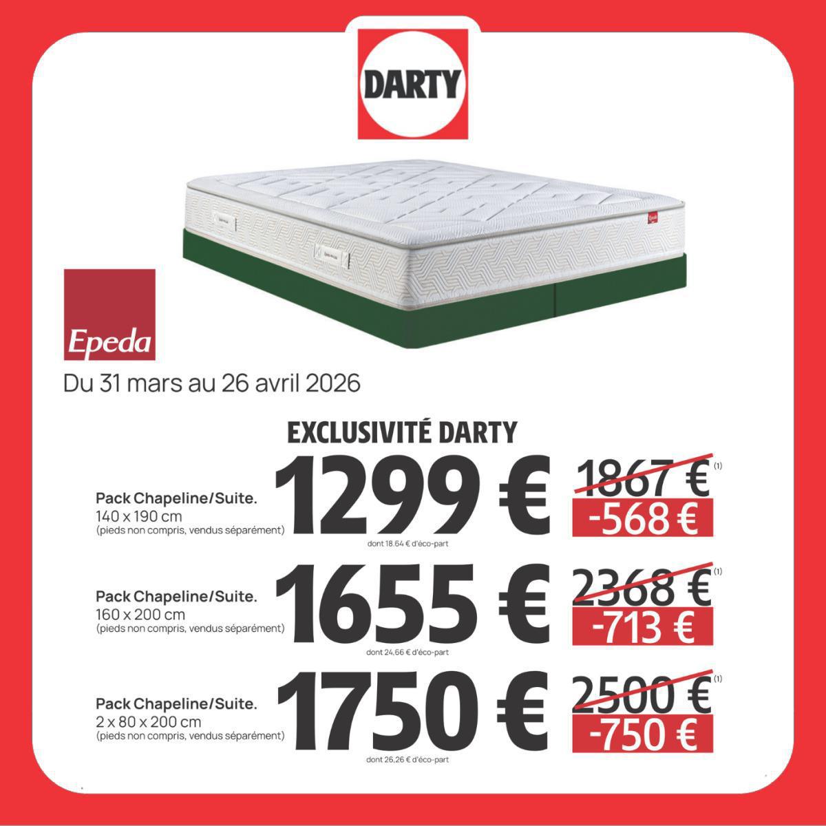 DARTY : Arrivage Literie jusqu"au 26 avril
