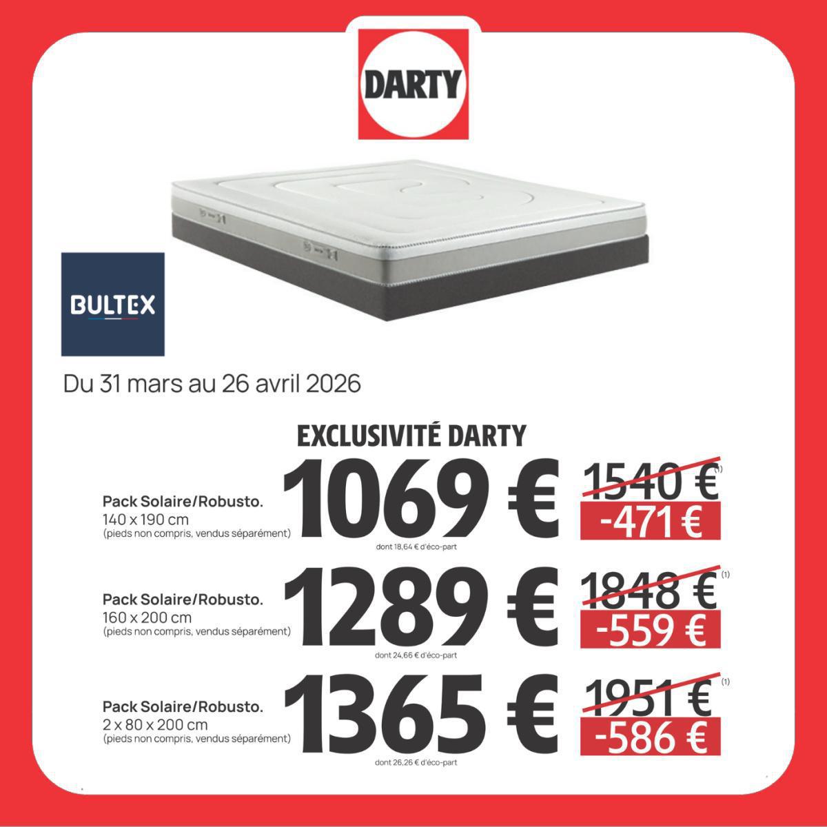 DARTY : Arrivage Literie jusqu"au 26 avril