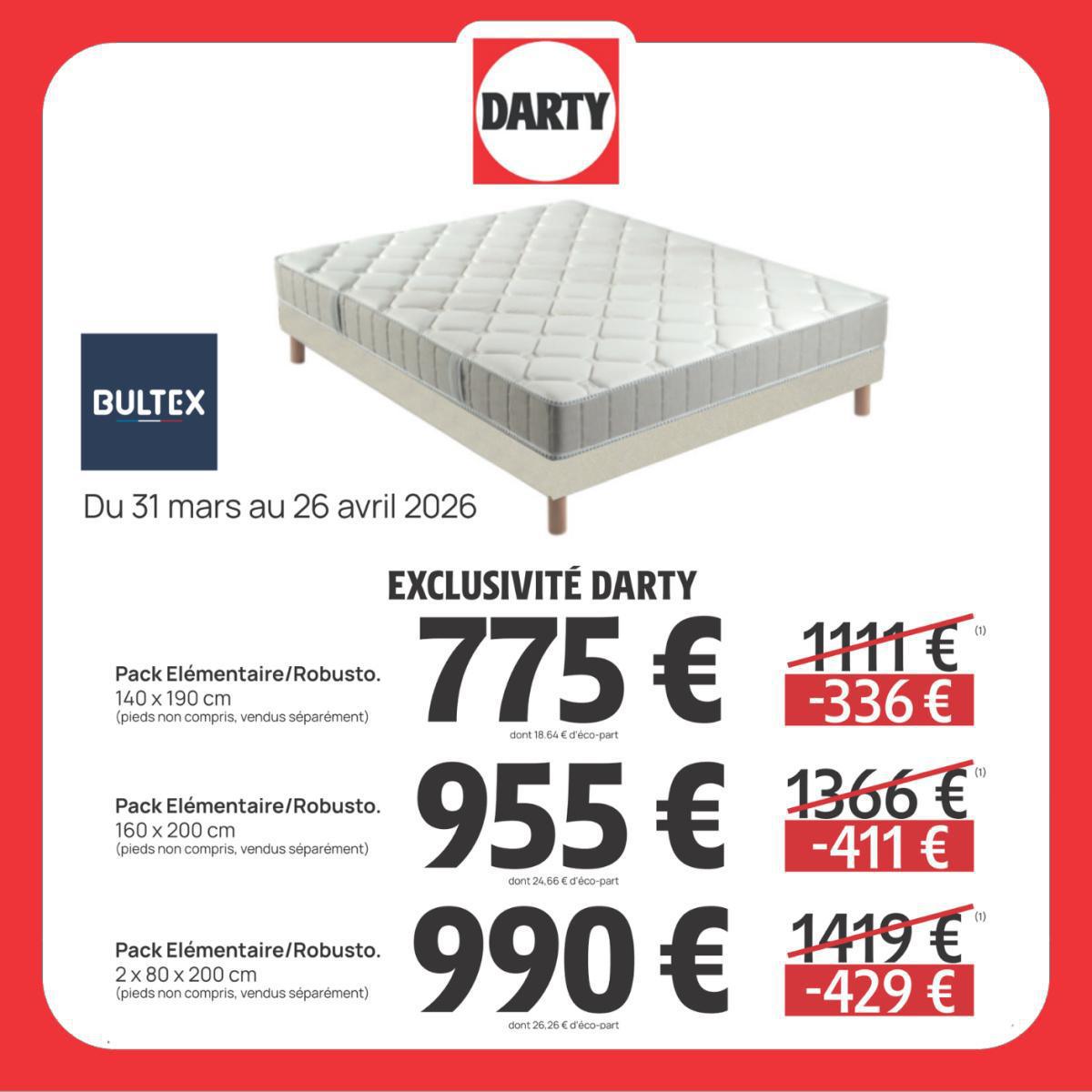 DARTY : Arrivage Literie jusqu"au 26 avril