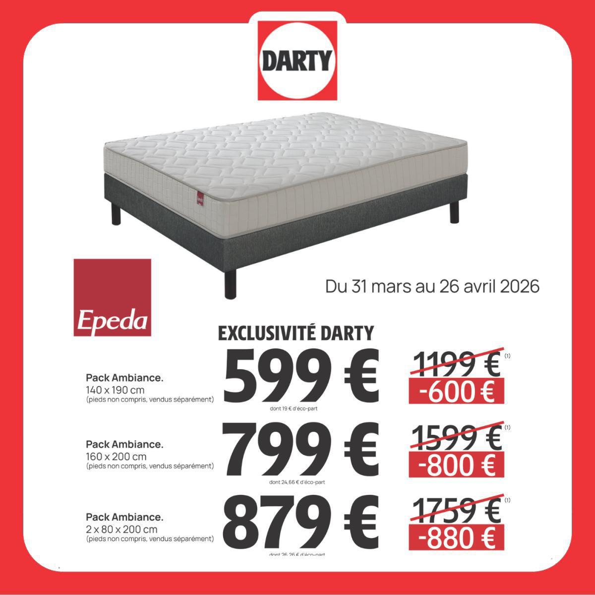 DARTY : Arrivage Literie jusqu"au 26 avril