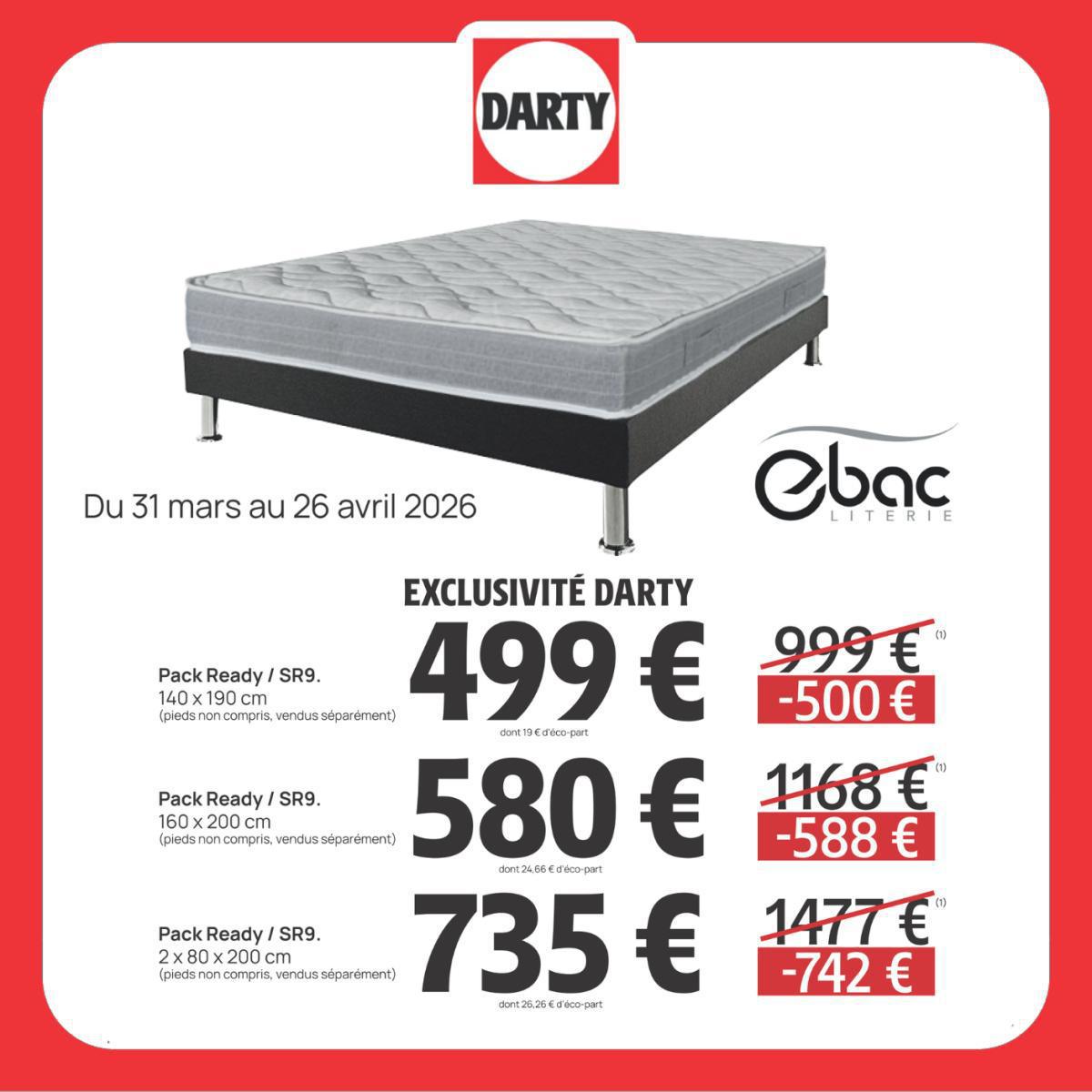 DARTY : Arrivage Literie jusqu"au 26 avril