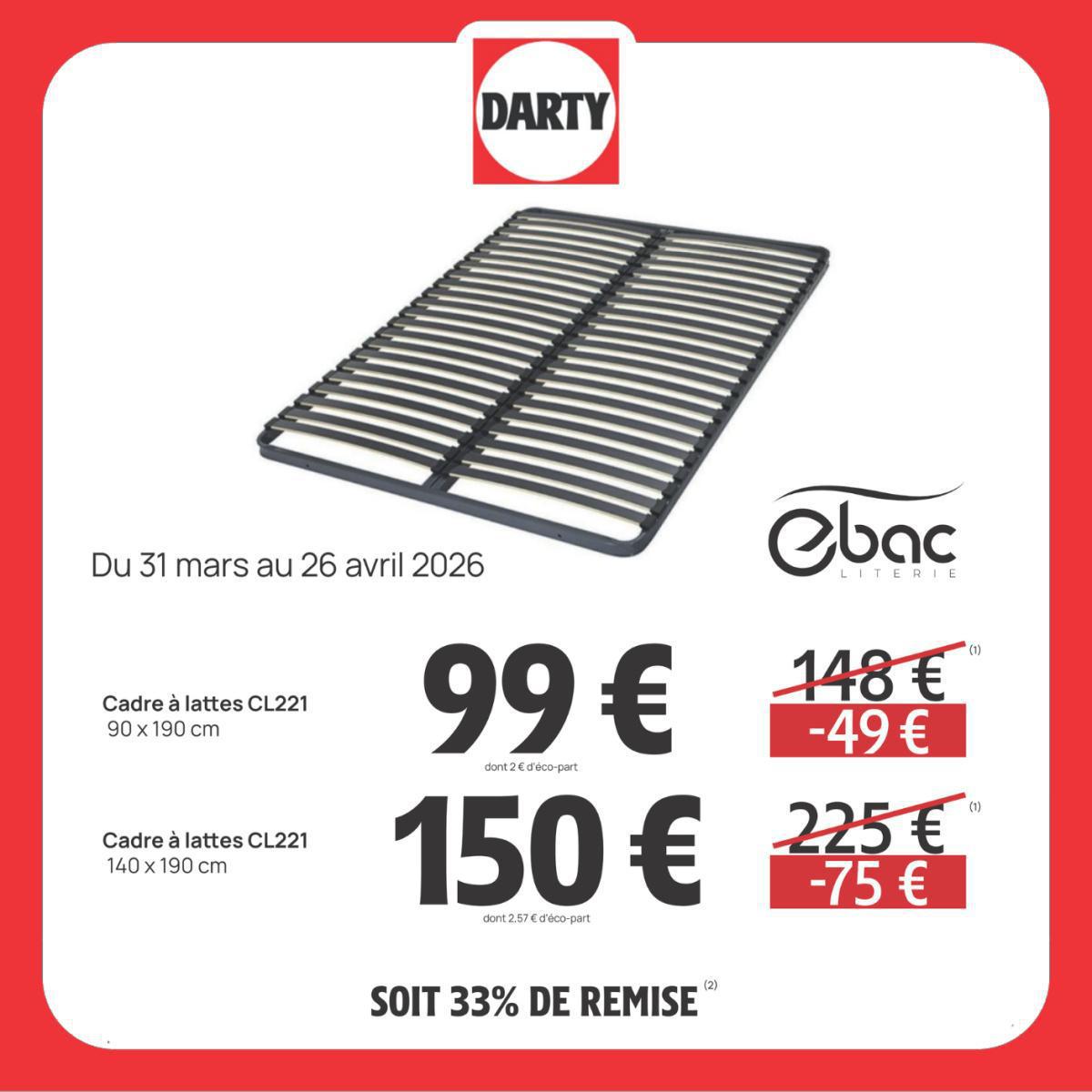 DARTY : Arrivage Literie jusqu"au 26 avril