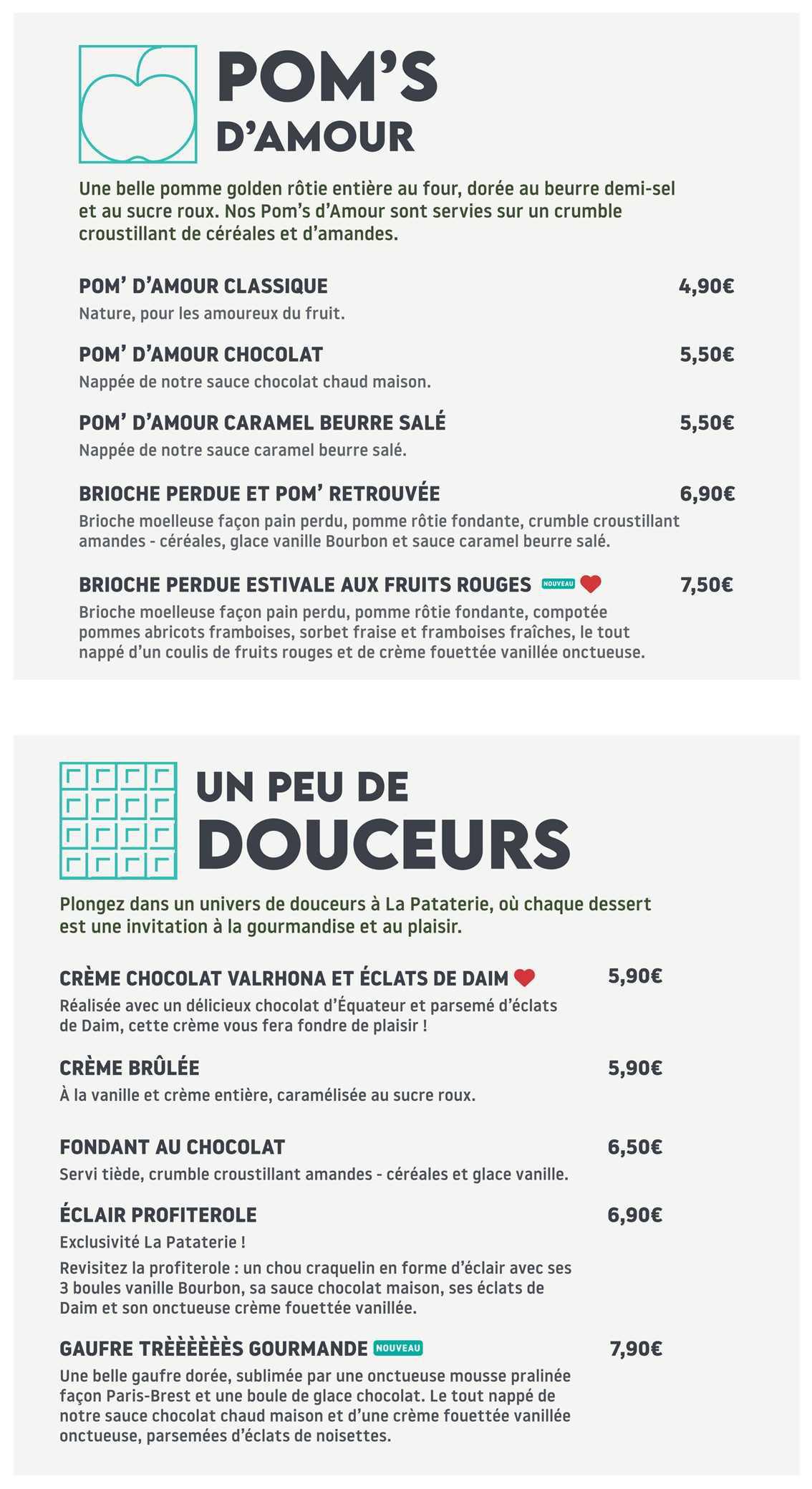 La PATATERIE : Carte Printemps Ete 2026