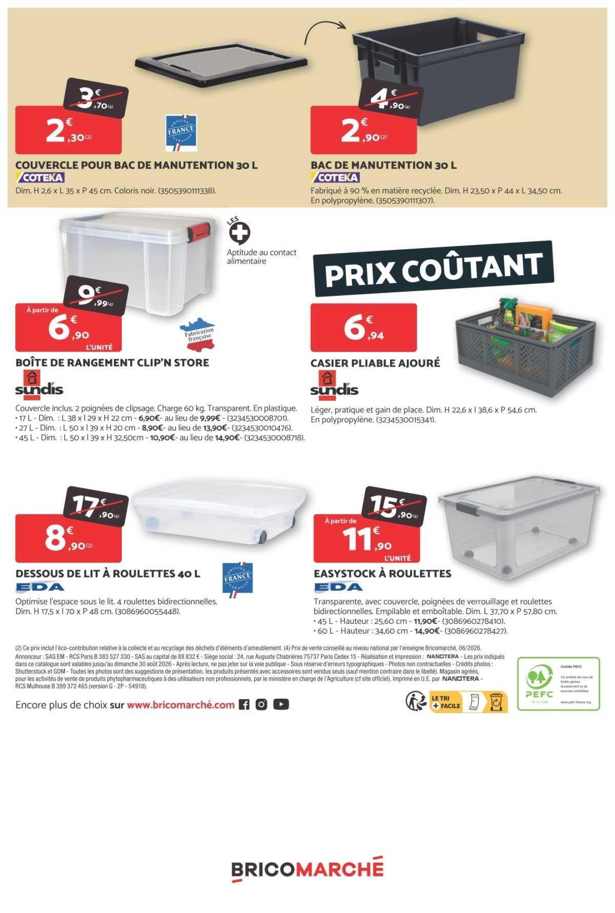 Bricomarché : 'Foire aux Rangements' du 26 au 29 août 2026