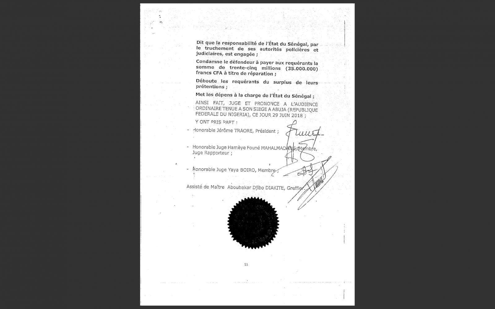 Document : Les avocats de Khalifa Sall ont reçu l'arrêt de la Cedeao