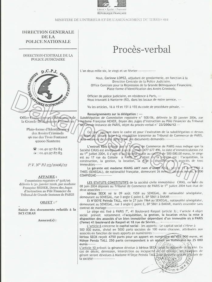 La preuve qu'Idrissa Seck est agent immobilier en ...France (documents)