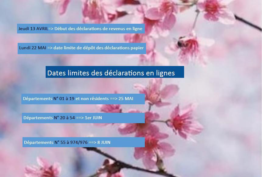 Calendrier des déclarations d'impôts 2023