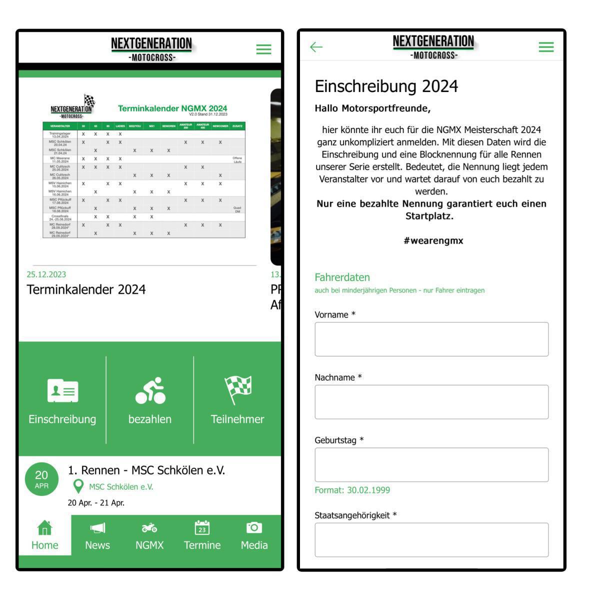 Einschreibestart Saison 2024 Einschreibestart Saison 2024