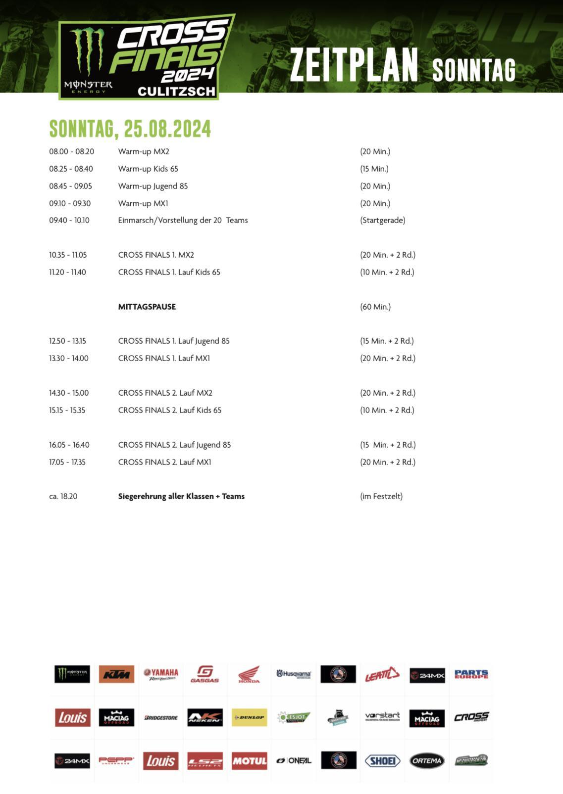 Zeitplan Crossfinals 2024