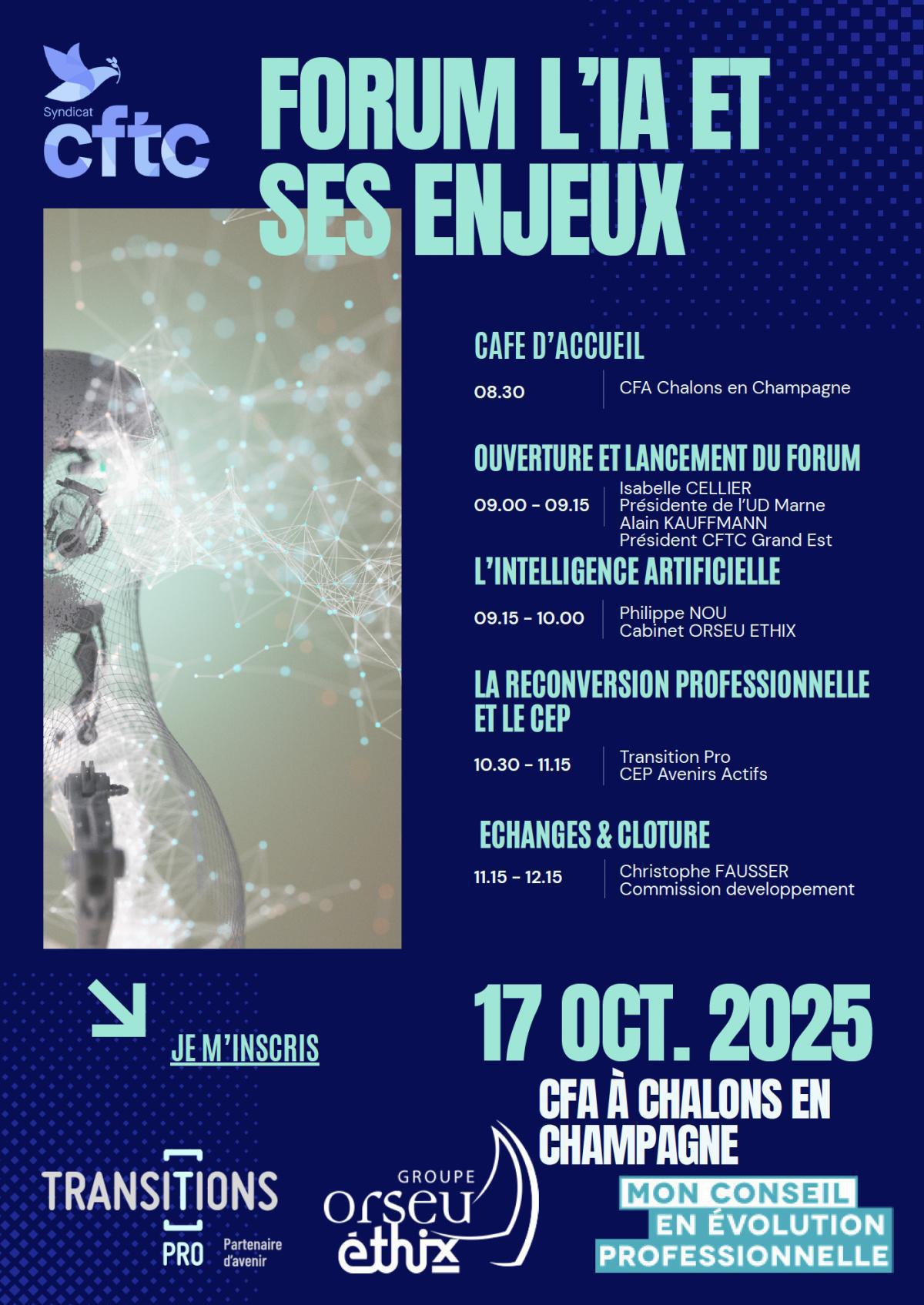 📱 Forum "L'IA et ses enjeux" - 17 octobre 2025 à Chalons 📱 Forum "L'IA et ses enjeux" - 17 octobre 2025 à Chalons