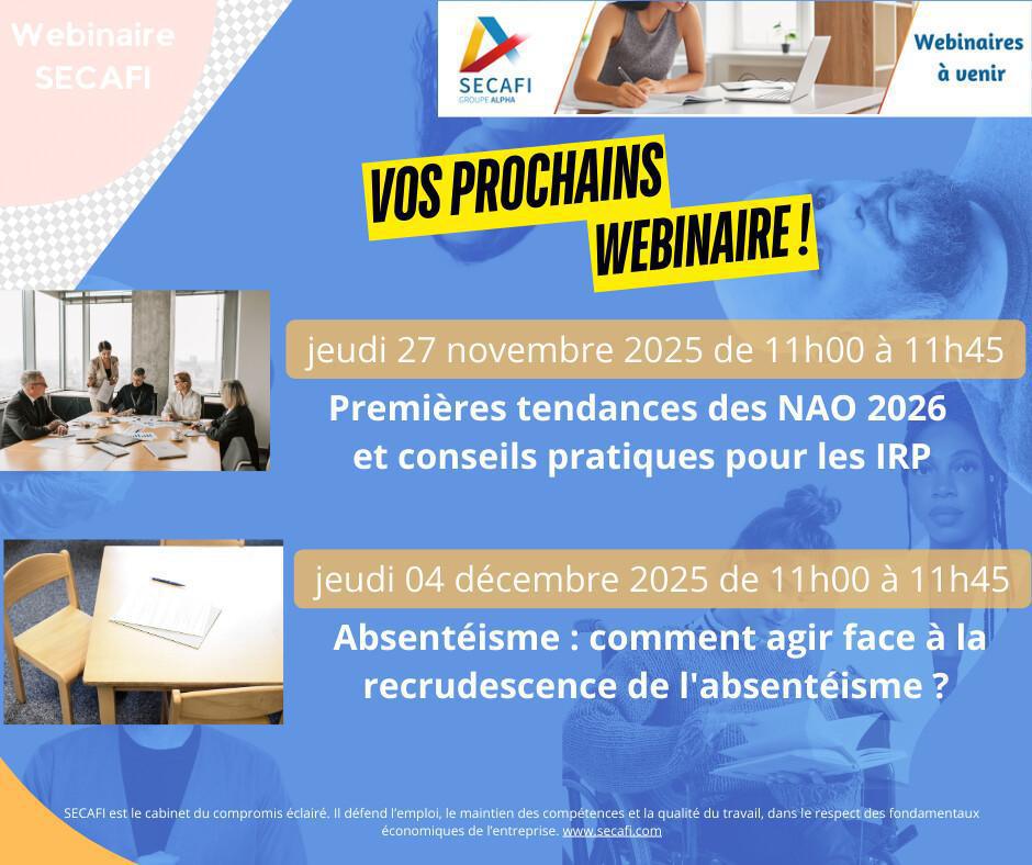 UD68 - PROCHAINS WEBINAIRES SECAFI👩🏻‍💻