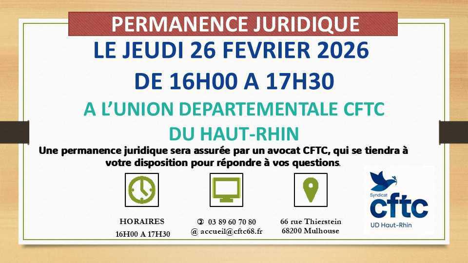 UD68- PERMANENCE JURIDIQUE LE JEUDI 26 FEVRIER DE 16H00 A 17H30 👩‍⚖️👨‍⚖️