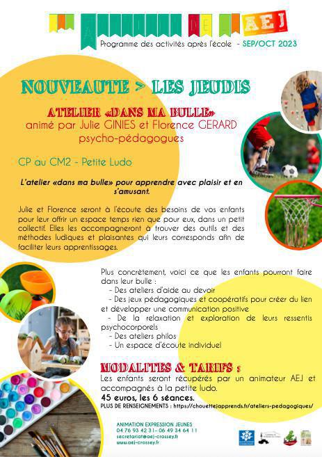 Les Ateliers découverte - Sep/oct 2023 Les Ateliers découverte - Sep/oct 2023