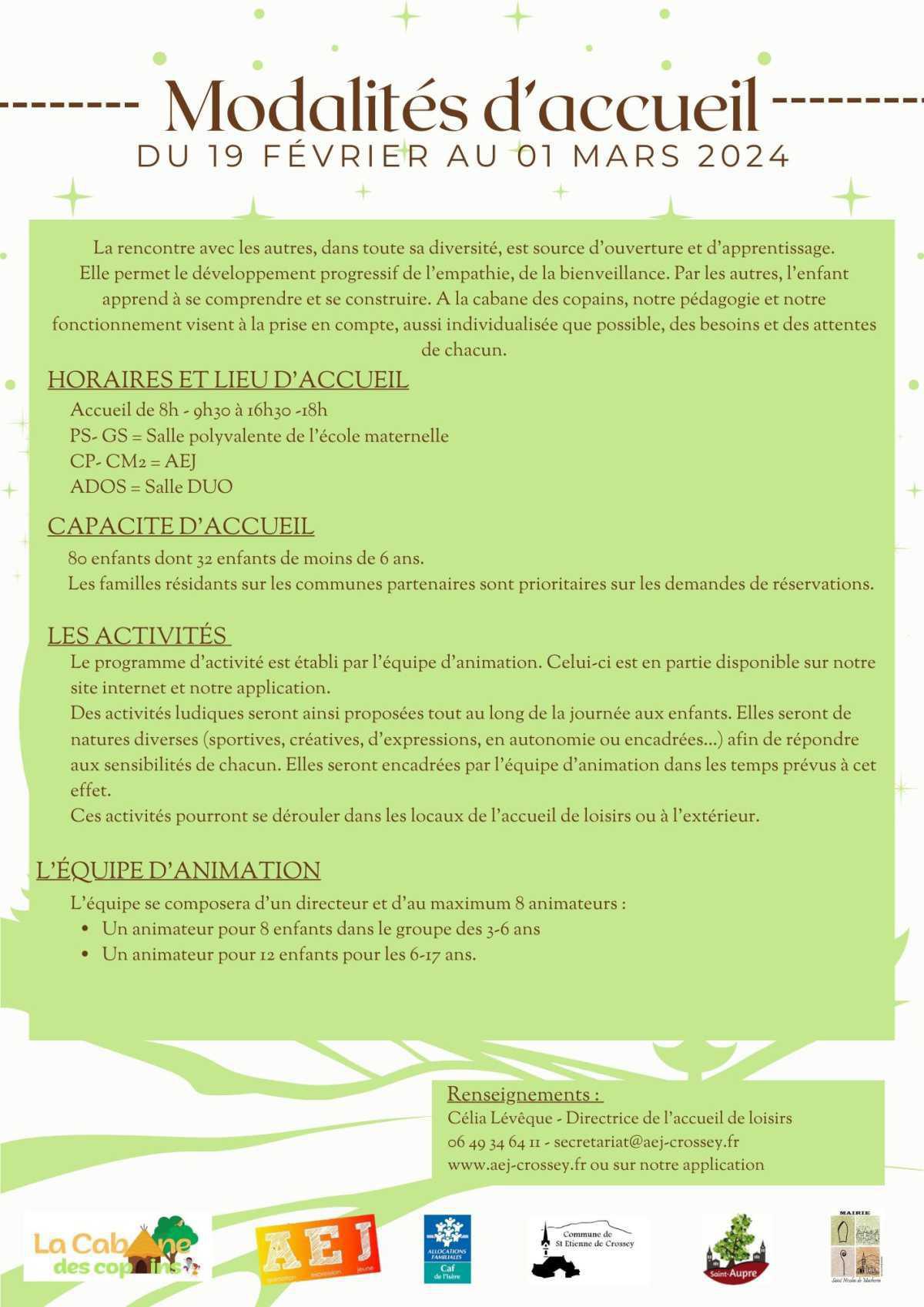 Programme et modalité d'accueil - Vacances d'HIVER Programme et modalité d'accueil - Vacances d'HIVER