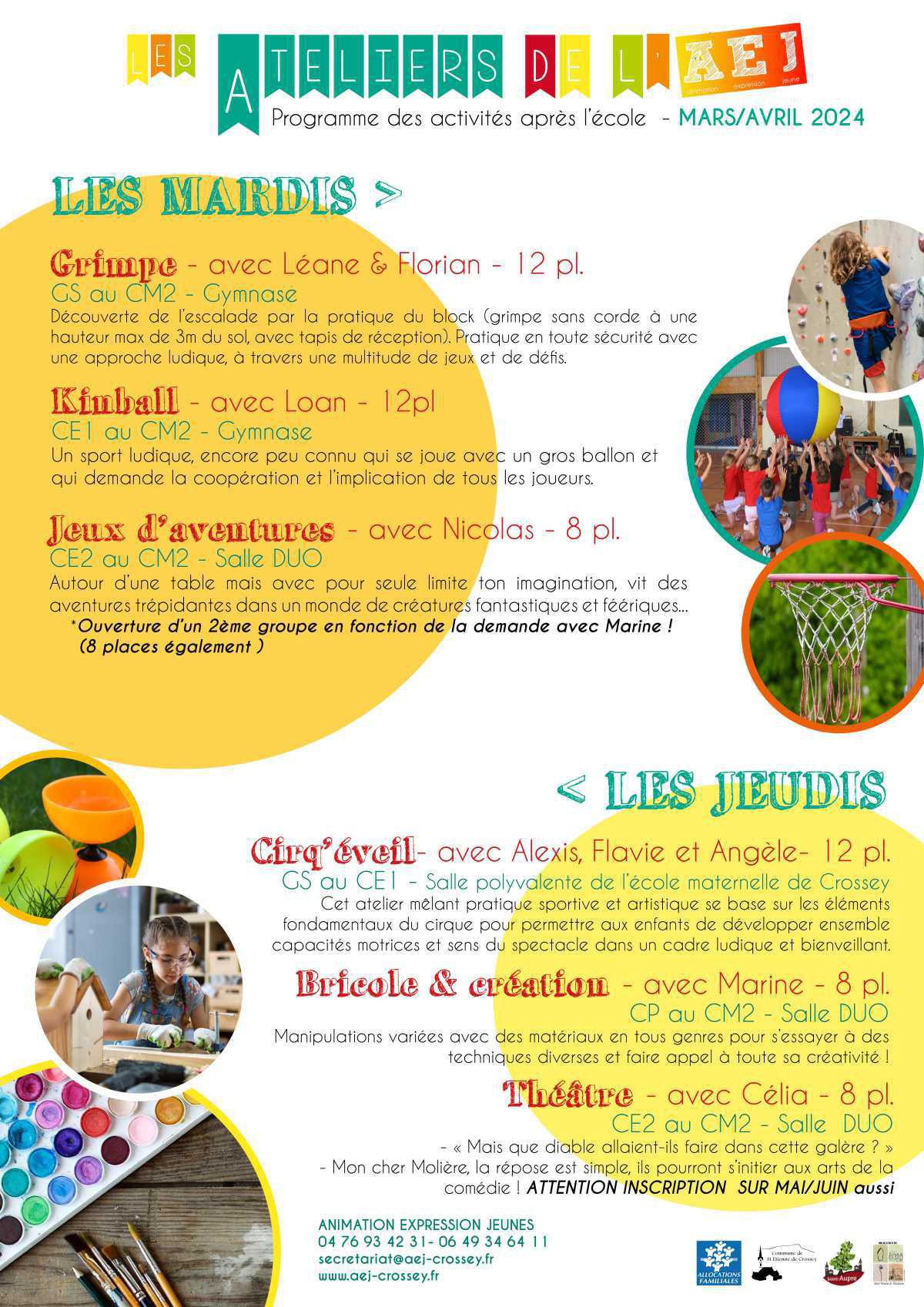 Les Ateliers découverte - Mars/Avril 2024 Les Ateliers découverte - Mars/Avril 2024
