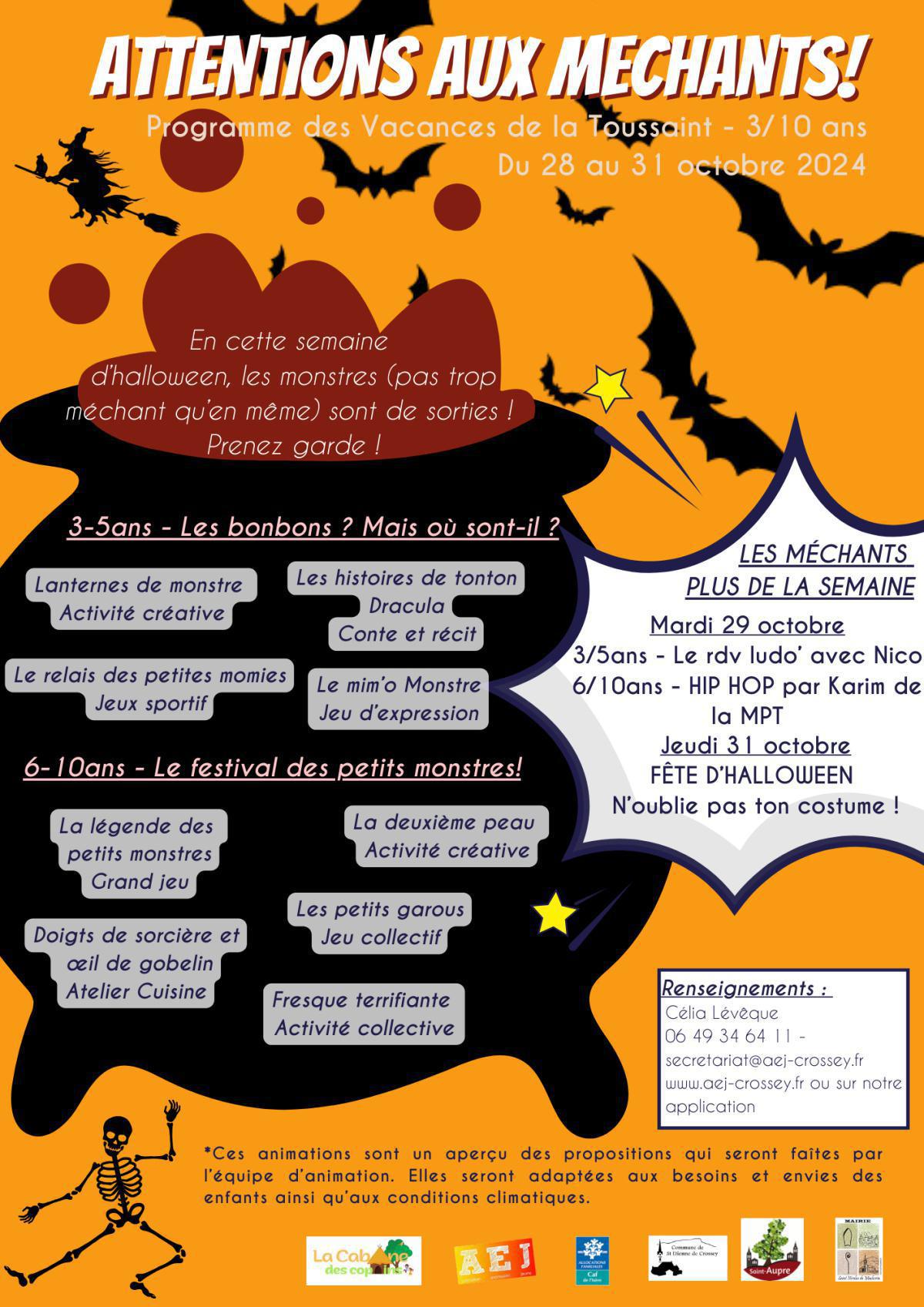 Programme et modalité d'accueil - Vacances de la Toussaint 2024 Programme et modalité d'accueil - Vacances de la Toussaint 2024