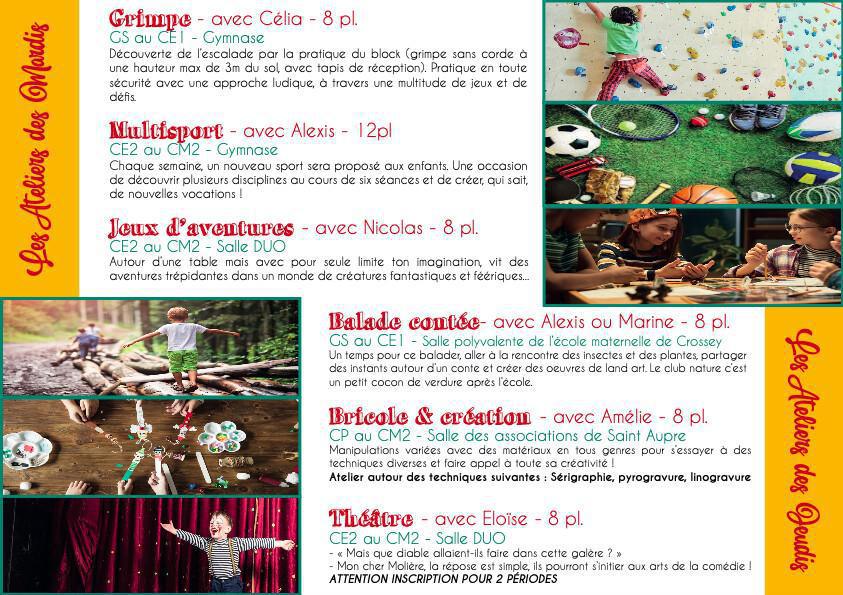 Ouverture des inscriptions des ateliers découvertes- Sep/Oct