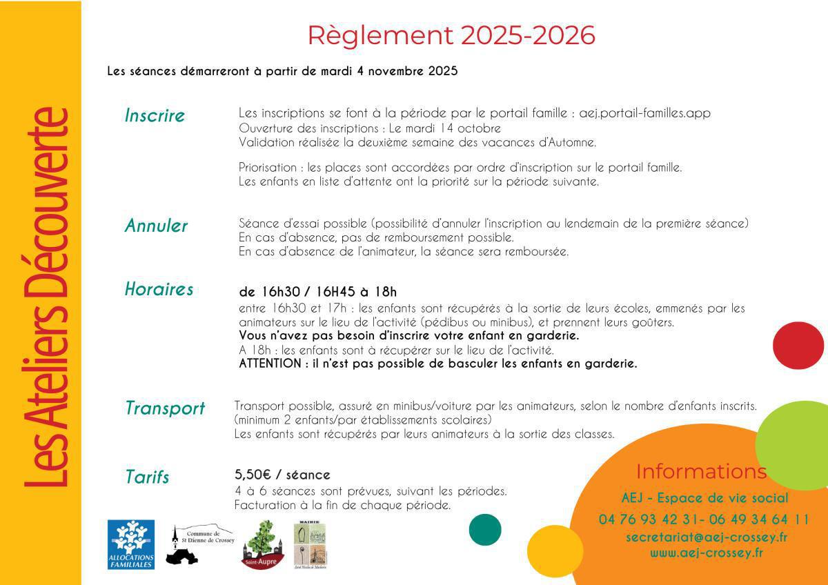 Ouverture inscriptions Ateliers P2