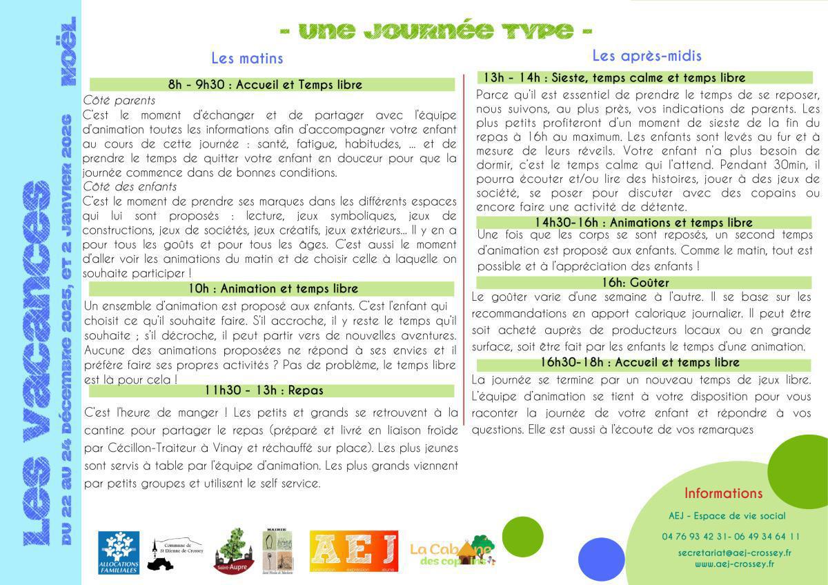 Ouverture inscriptions Vacances Noël