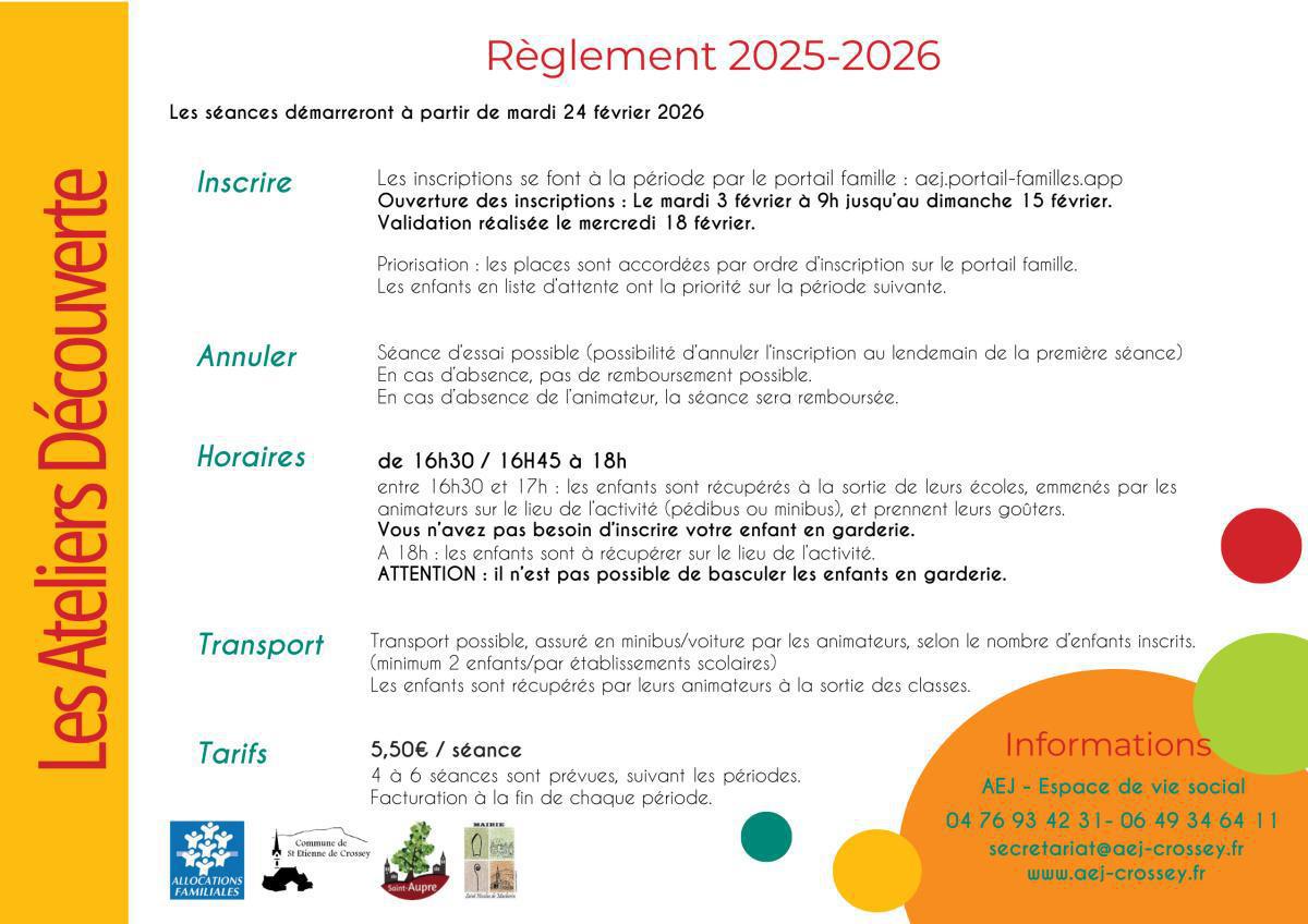 Ouverture des inscriptions Ateliers découvertes P4