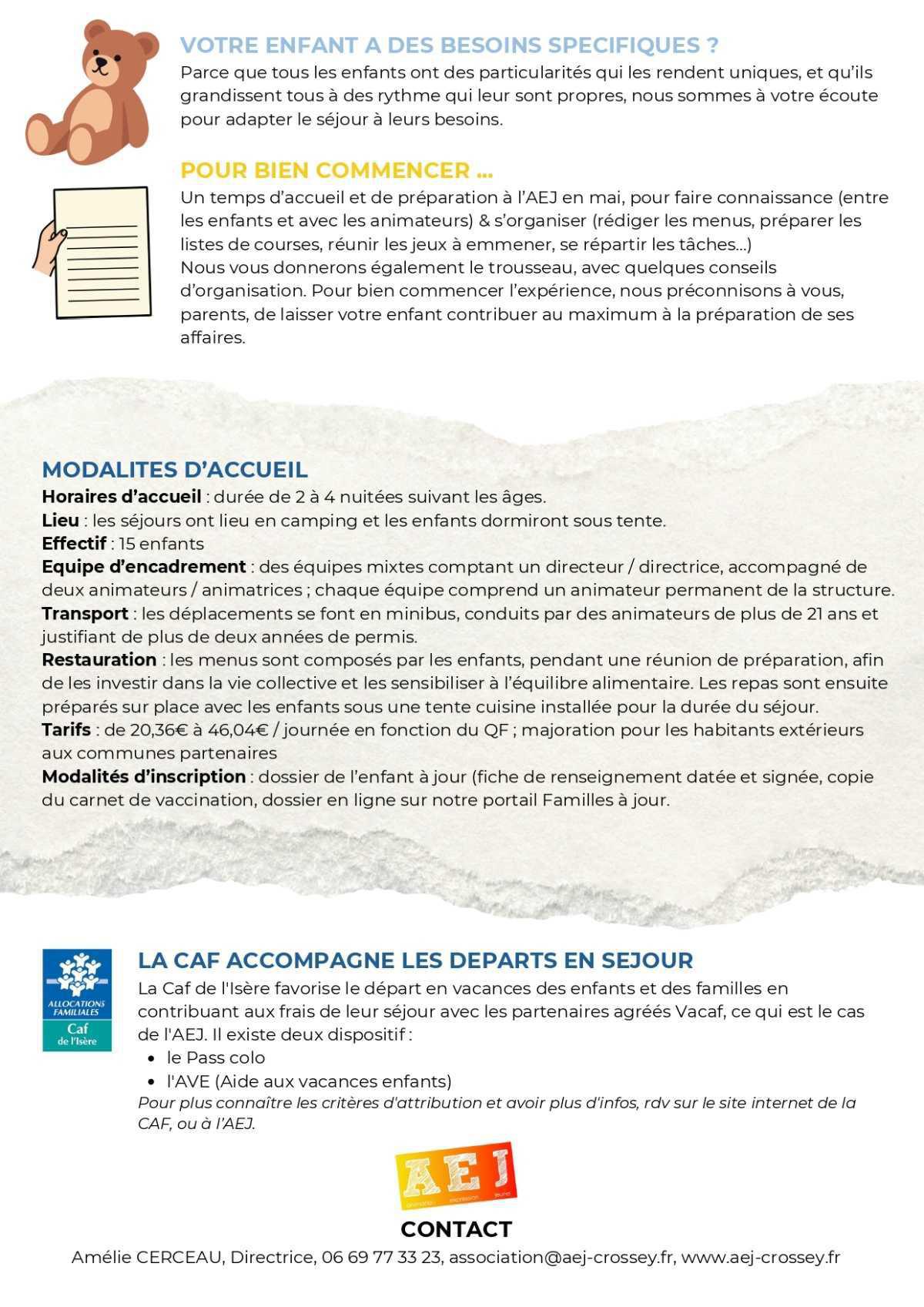 Inscriptions séjours 2026