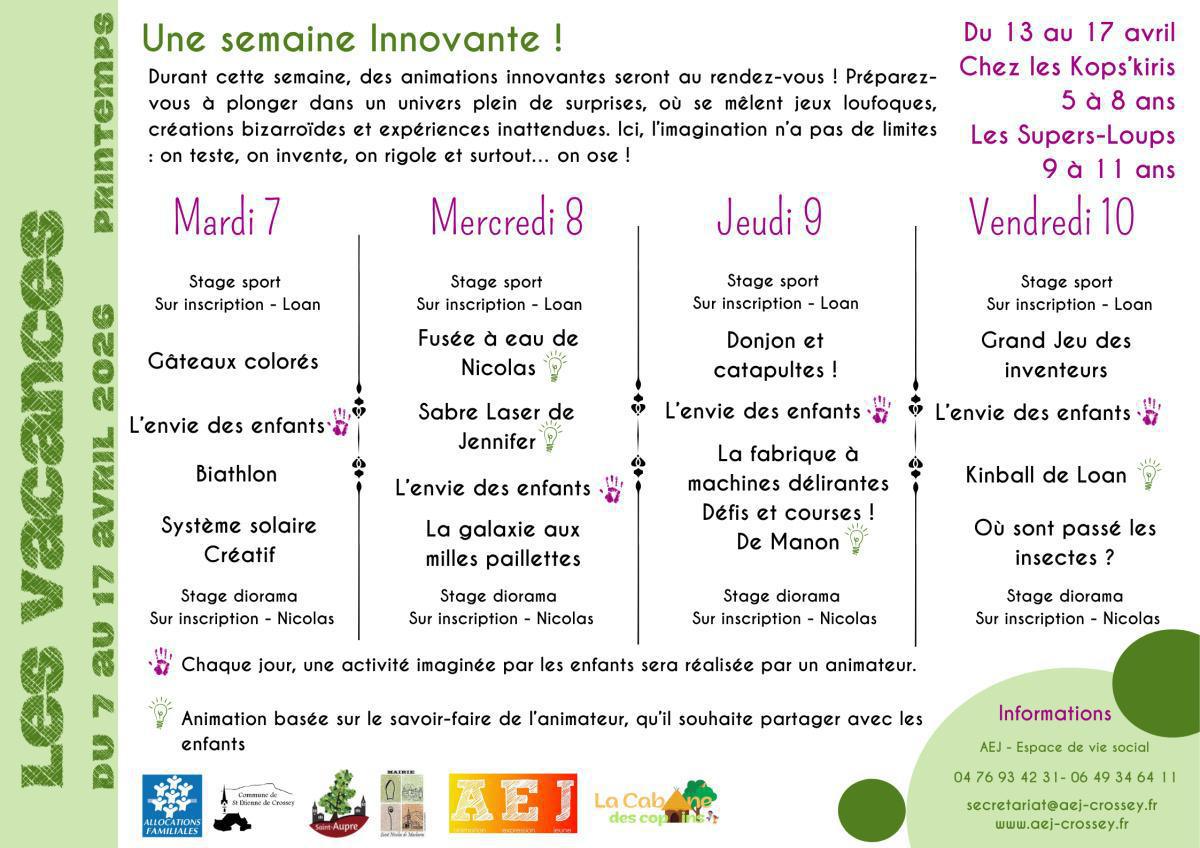 Ouverture inscriptions Vacances de Printemps