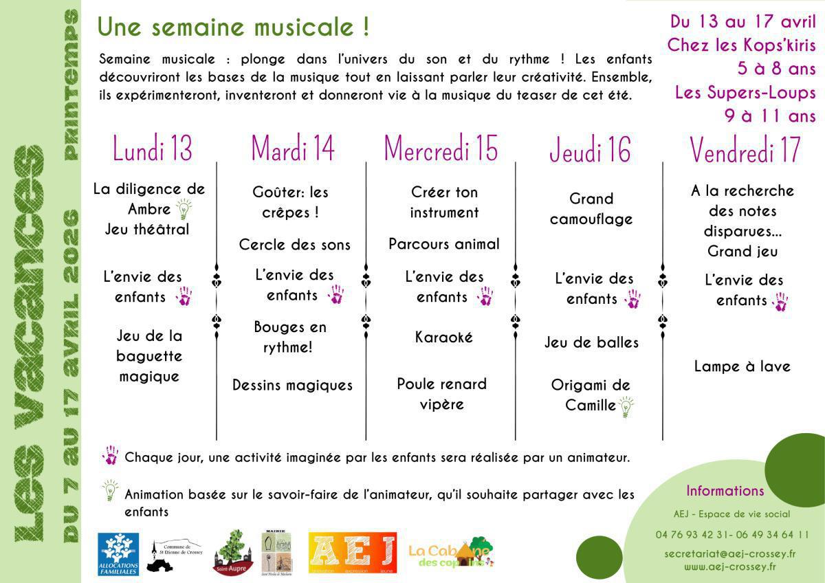 Ouverture inscriptions Vacances de Printemps