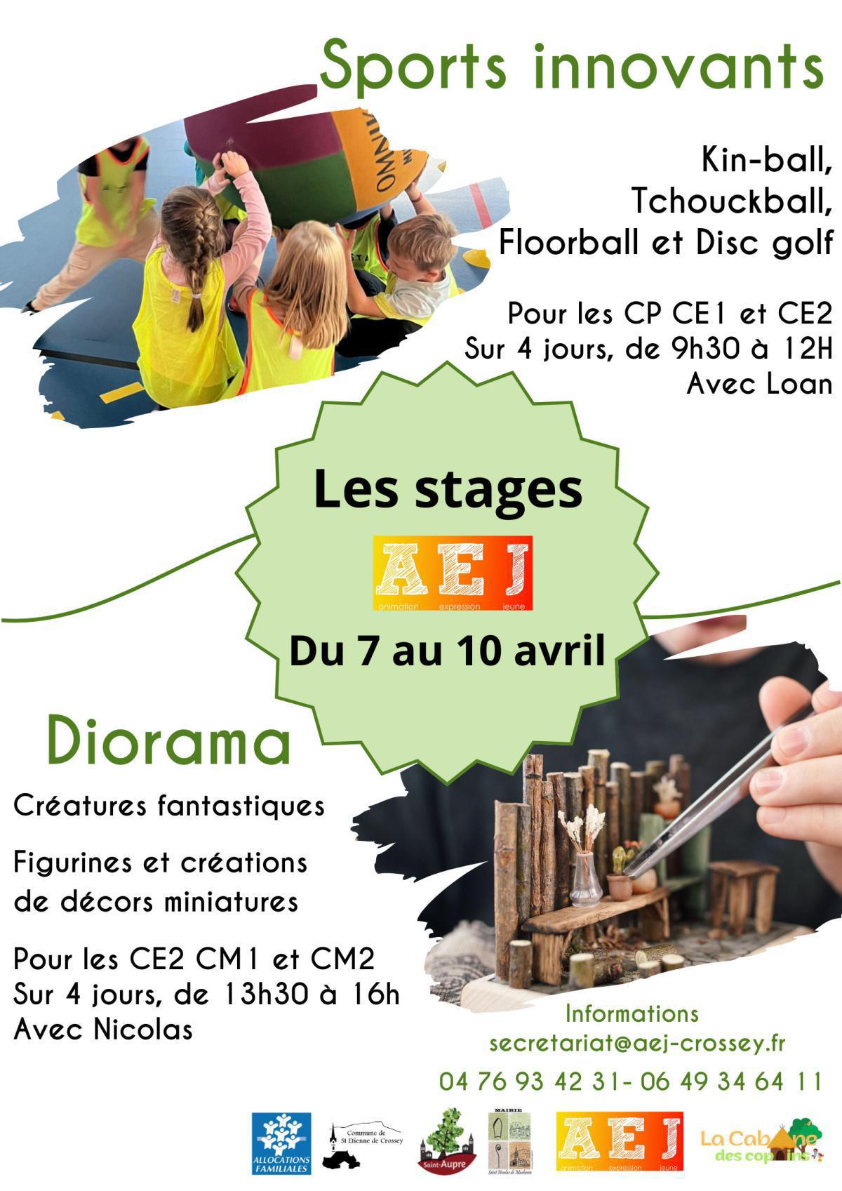 Stages Sport et Diorama vacances de printemps 