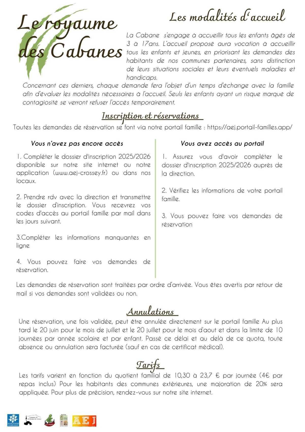 Programme, modalité d'accueil pour l'été 2026