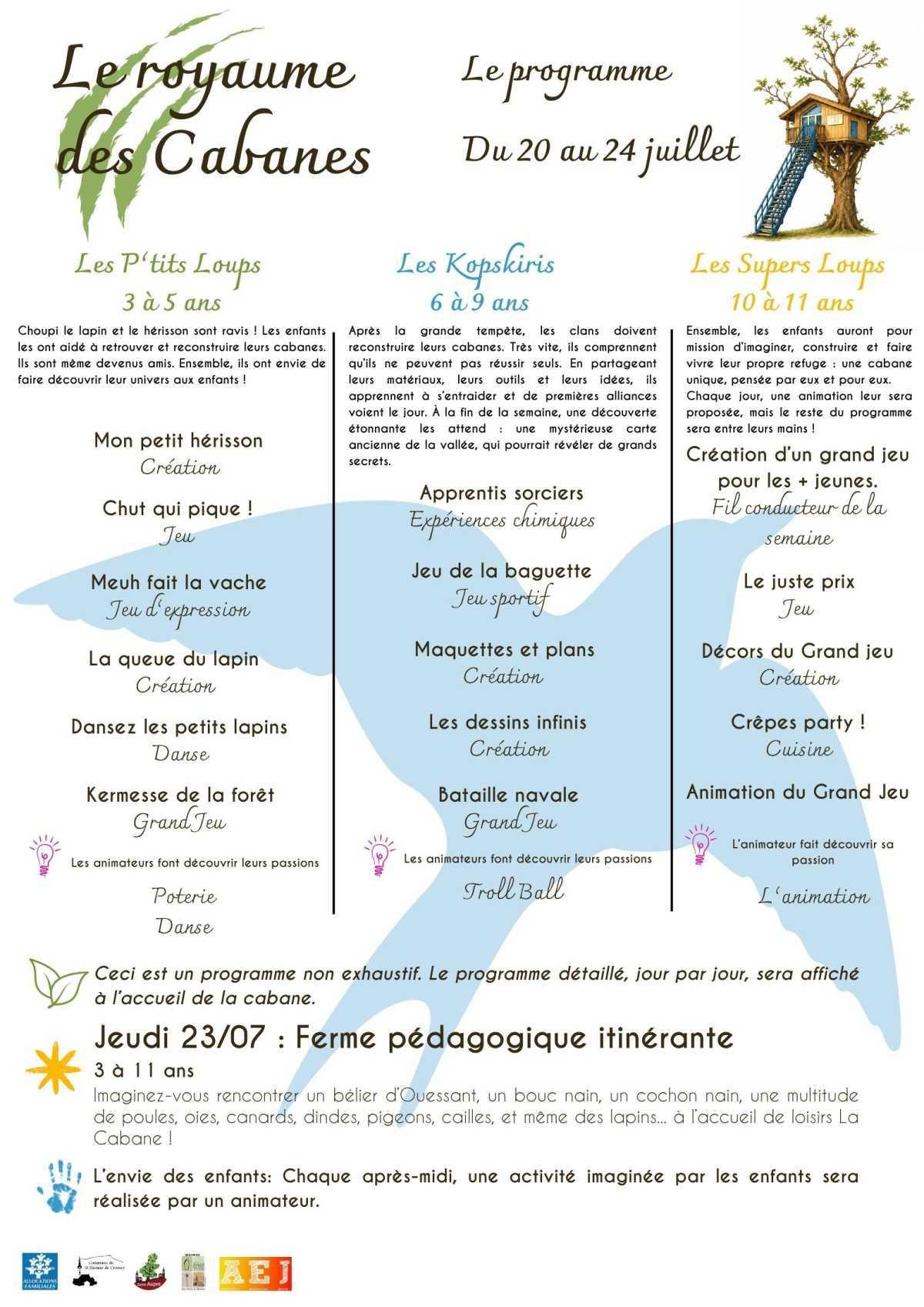 Programme, modalité d'accueil pour l'été 2026