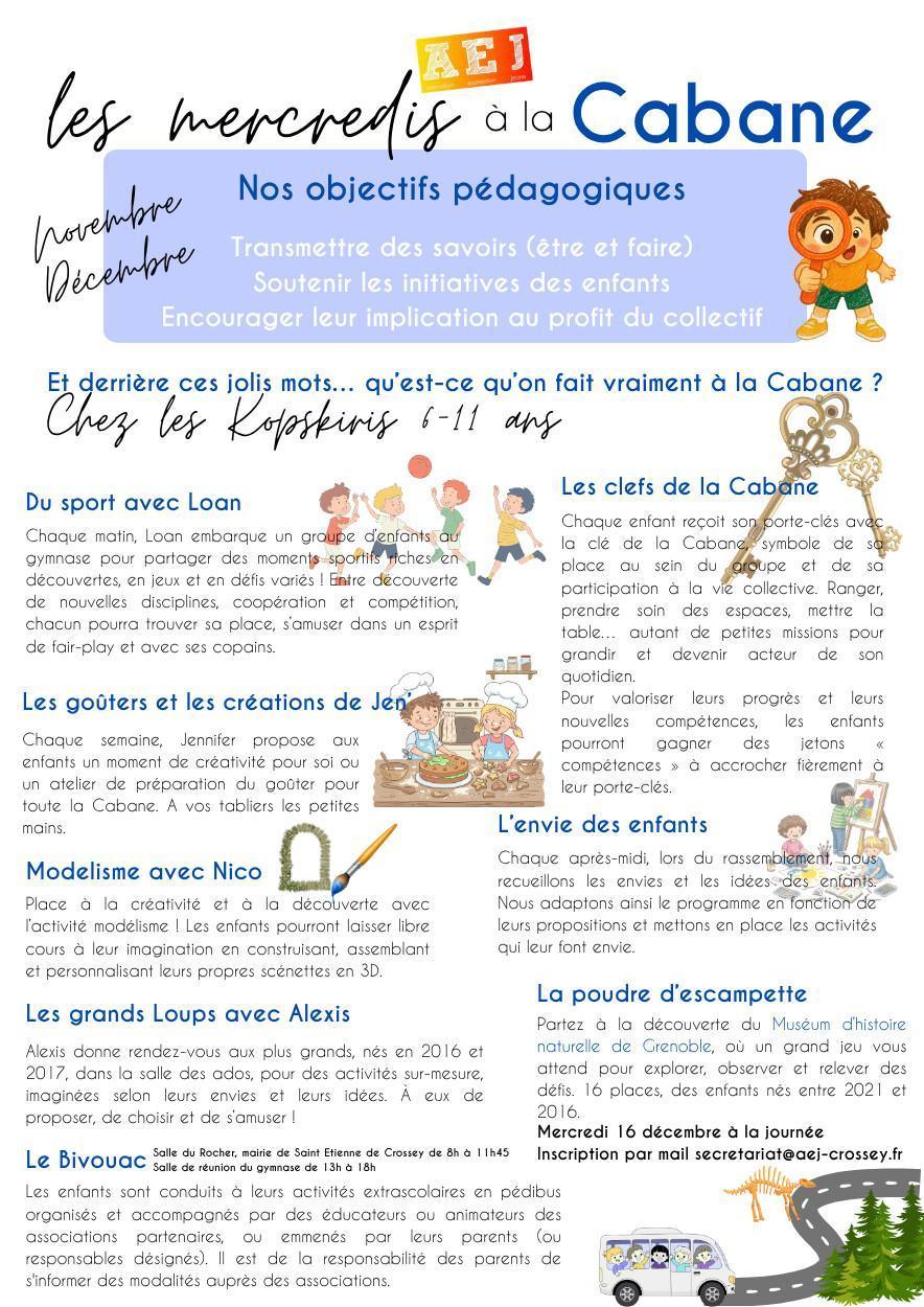 Programme des mercredis Novembre Décembre