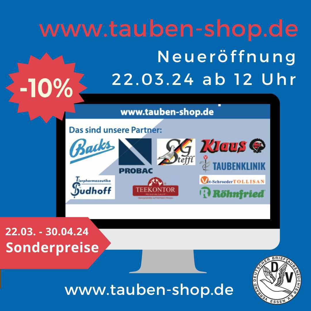Neuer Online-Shop startet am 22.03.24 mit Sonderangeboten: www.tauben-shop.de