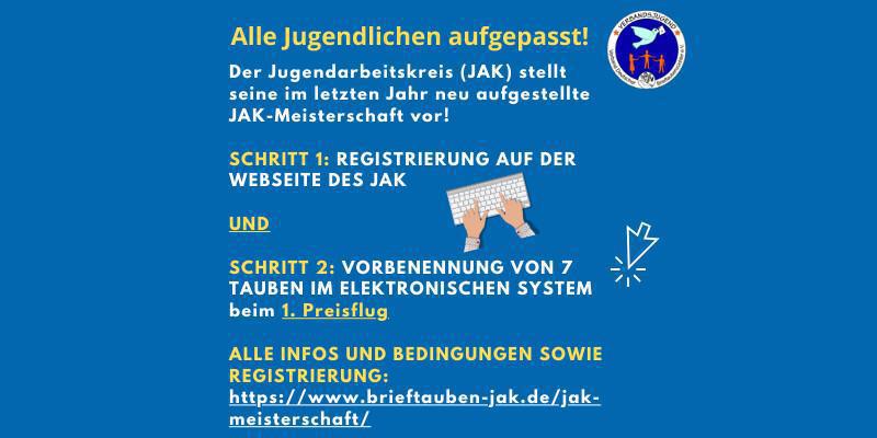 Jugendliche aufgepasst: JAK-Meisterschaft 2025 🕊🕊