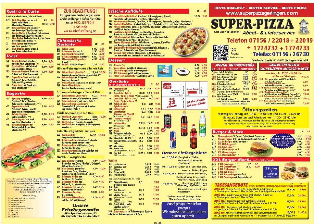 Super Pizza Service Gerlingen / Feuerbacher Str. 123, 70839 Gerlingen